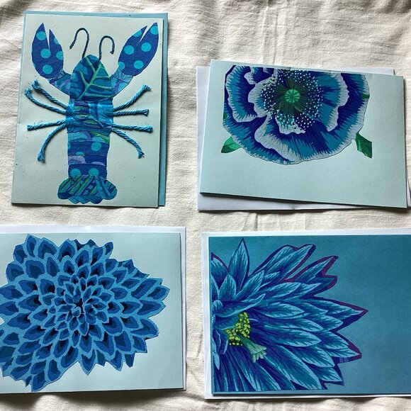 Handmade Kaffe Fassett Blank Cards Set 1 - Picture 1 of 5